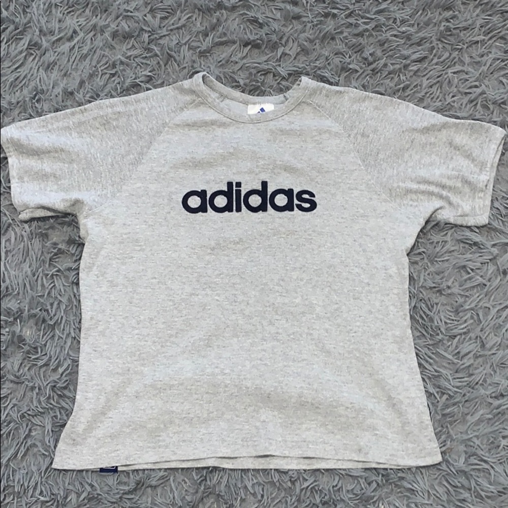 Adidas Grey short sleeve shirt XL, fits like a S